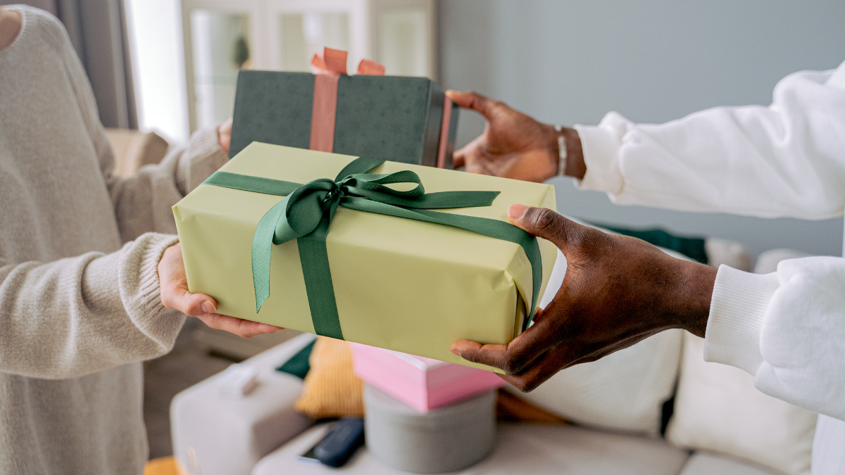handing a gift to someone